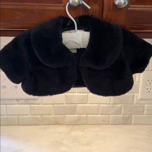 6-12M Janie and Jack Baby Girl Black Fur Cape